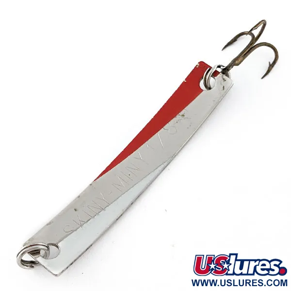 Vintage Yakima Bait Skiny-miny, 1/8oz nickel/red fishing spoon #20510