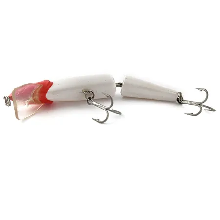 Vintage The Producers Finnigan's Minnow Jointed, 1/2oz White Red Head fishing lure #20534