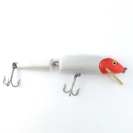 Vintage The Producers Finnigan's Minnow Jointed, 1/2oz White Red Head fishing lure #20534