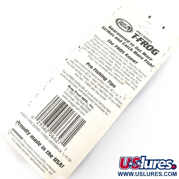   Snag Proof Pro series T-Frog #6227, 1/4oz Mossback fishing #20568