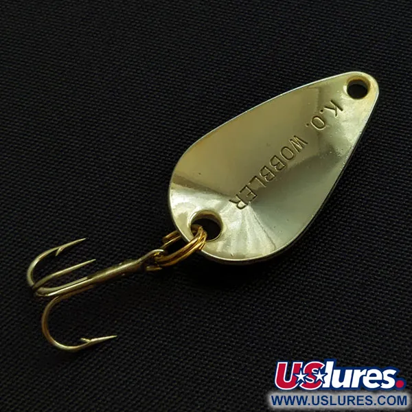 Vintage Acme K.O. Wobbler, 1/8oz black/white/gold fishing spoon #20609