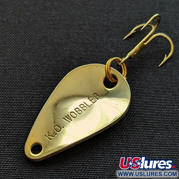 Vintage Acme K.O. Wobbler, 1/8oz black/white/gold fishing spoon #20609