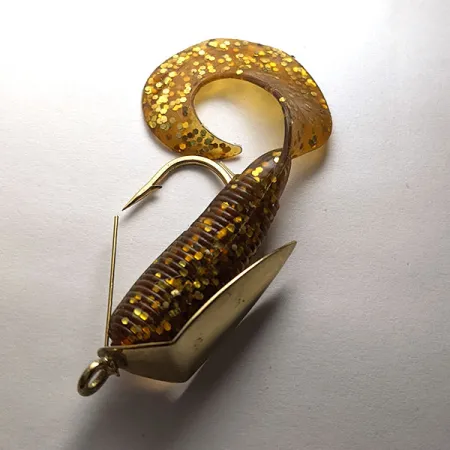 Vintage Big Fish Tackle Bait-Cradle, 1/4oz gold fishing spoon #20624