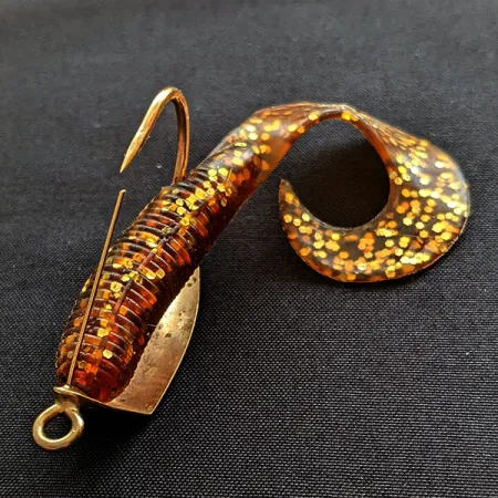 Vintage Big Fish Tackle Bait-Cradle, 1/4oz gold fishing spoon #20624