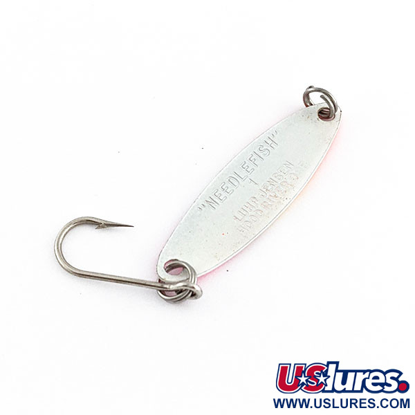 Vintage Luhr Jensen Needlefish 1, 1/16oz white/pink fishing spoon #20630