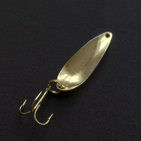 Vintage Acme Fiord Spoon Jr, 1/8oz gold/white fishing spoon #20639