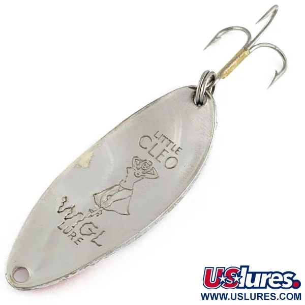 Vintage  Seneca Little Cleo (Hula Girl), 1/2oz white pearl/red/nickel fishing spoon #20641