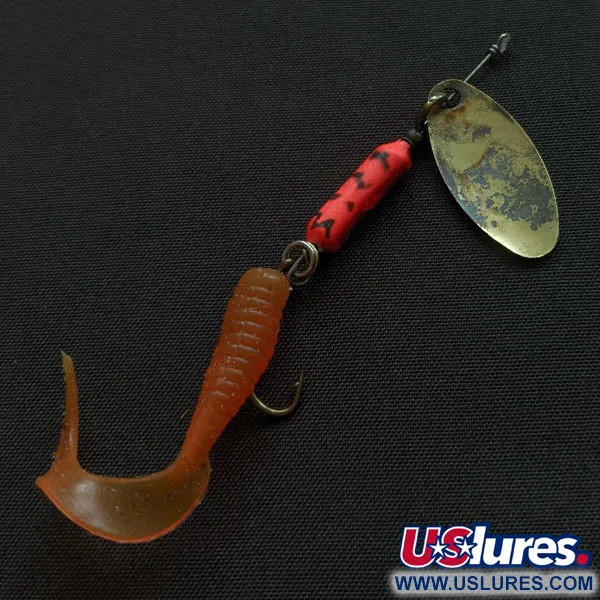 Vintage  Yakima Bait Worden’s Original Rooster Tail, 1/8oz brass/red spinning lure #20645