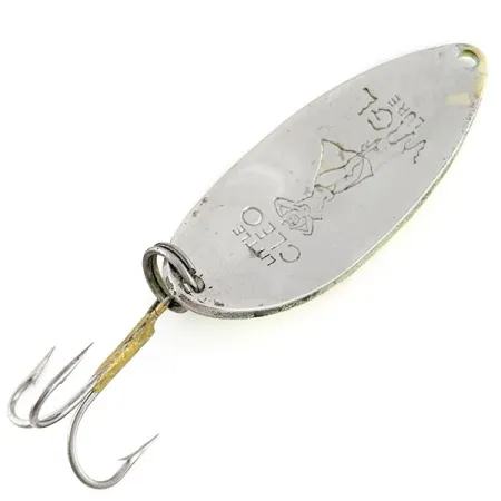 Vintage Seneca Little Cleo (Hula Girl), 2/3oz nickel/yellow/red fishing spoon #20654