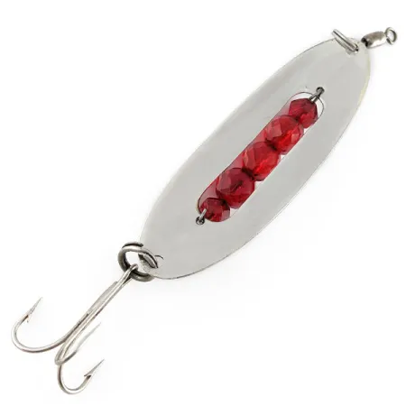 Vintage Hex Baits, 3/4oz nickel/red eyes fishing spoon #20665