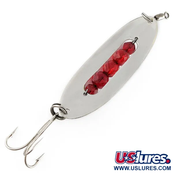 Vintage Hex Baits, 3/4oz nickel/red eyes fishing spoon #20665
