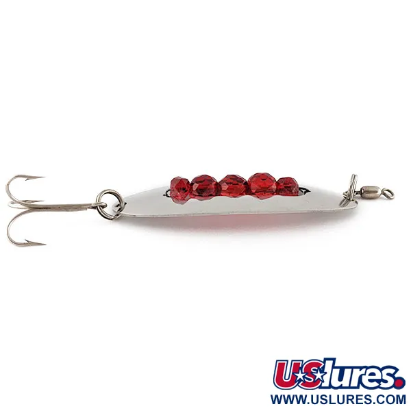 Vintage Hex Baits, 3/4oz nickel/red eyes fishing spoon #20665