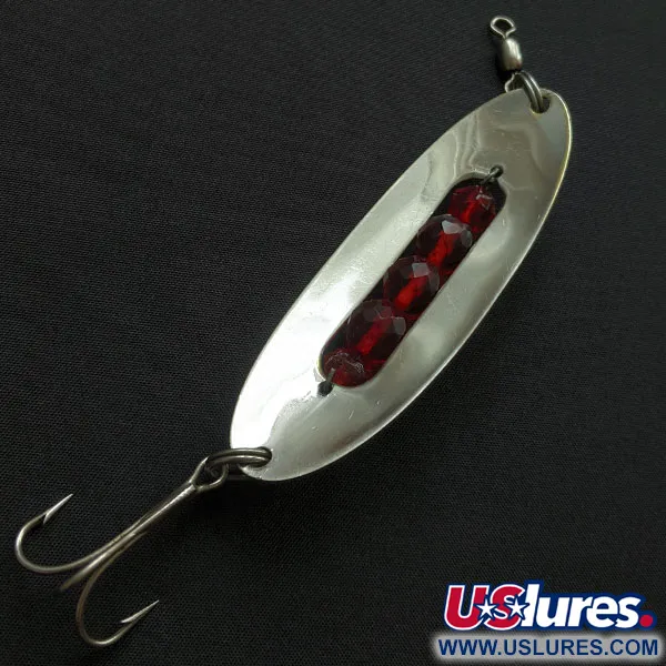 Vintage Hex Baits, 3/4oz nickel/red eyes fishing spoon #20665