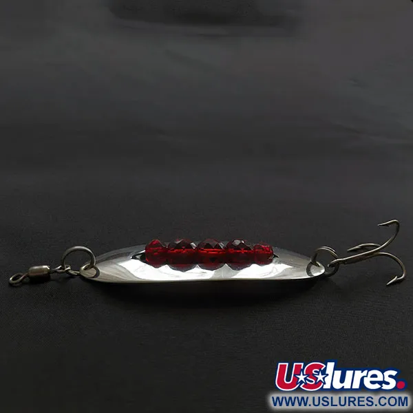 Vintage Hex Baits, 3/4oz nickel/red eyes fishing spoon #20665
