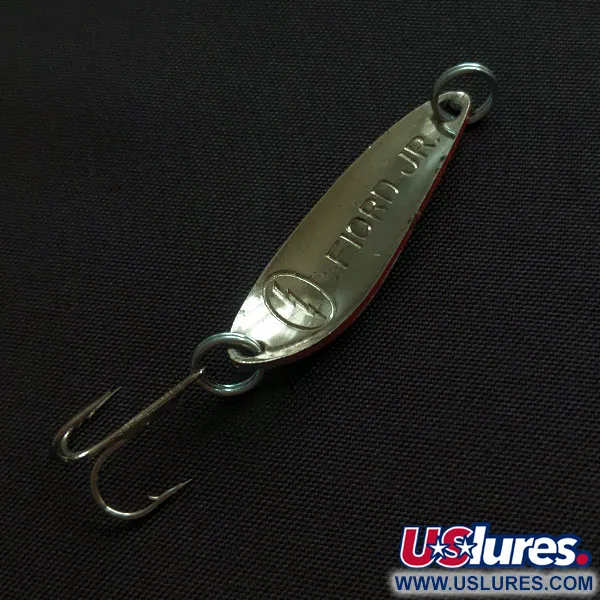 Vintage  Acme Fiord Spoon Jr  Lightning (1950s), 1/8oz nickel/red/white fishing spoon #20668