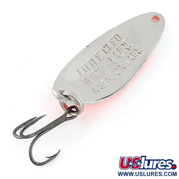 Vintage   Seneca Little Cleo UV, 1/4oz nickel/white/red UV fishing spoon #20676