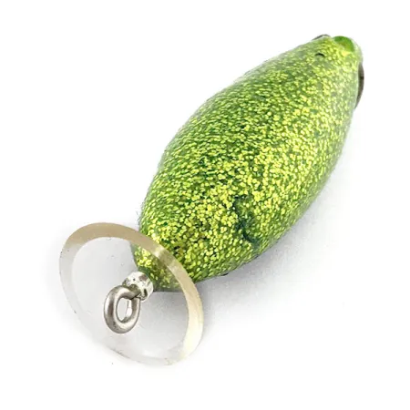 Vintage Mann's Bait  Vintage Mann’s Spitting Shad Weedless ​ Frog  , 1/4oz green glitter fishing lure #20689