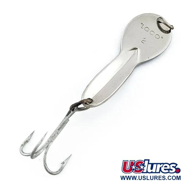 Vintage Glen Evans Loco 2, 1/4oz nickel/blue fishing spoon #20700