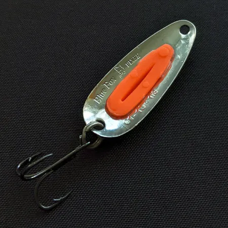 Vintage Blue Fox Pixee, 1/8oz nickel/red fishing spoon #20723
