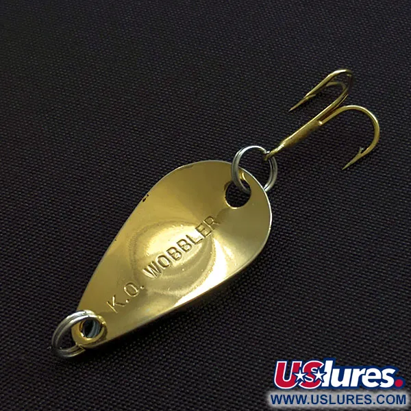 Vintage Acme K.O. Wobbler, 1/8oz black/white/gold fishing spoon #20726