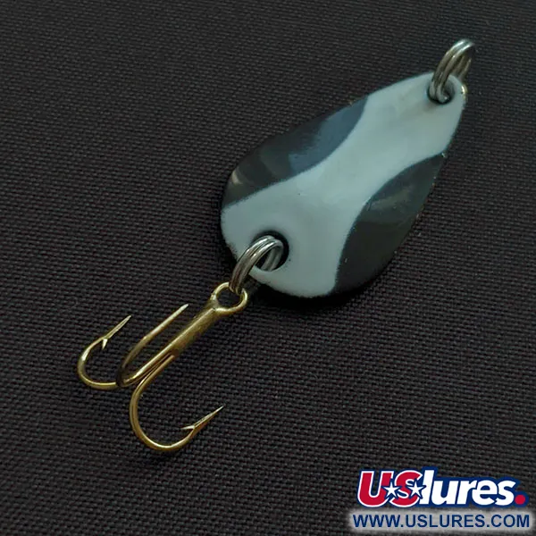 Vintage Acme K.O. Wobbler, 1/8oz black/white/gold fishing spoon #20726