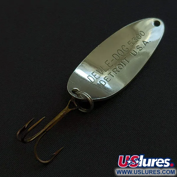 Vintage  Eppinger Dardevle Devle-Dog 5300, 1/3oz nickel fishing spoon #20727