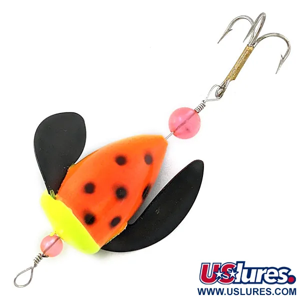 Vintage  Yakima Bait Spin-N-Glo, 3/16oz Black Wings - Flame  fishing #20741