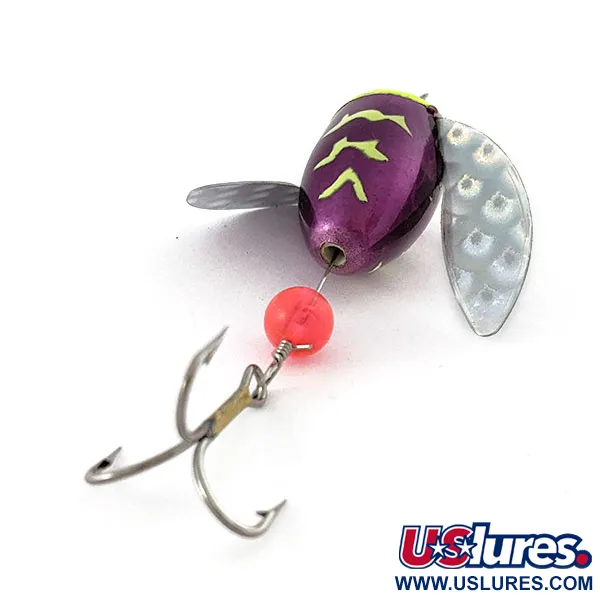 Vintage  Yakima Bait Spin-N-Glo, 1/8oz Mylar Wings - Metallic Purple Chartreuse Tiger fishing #20742