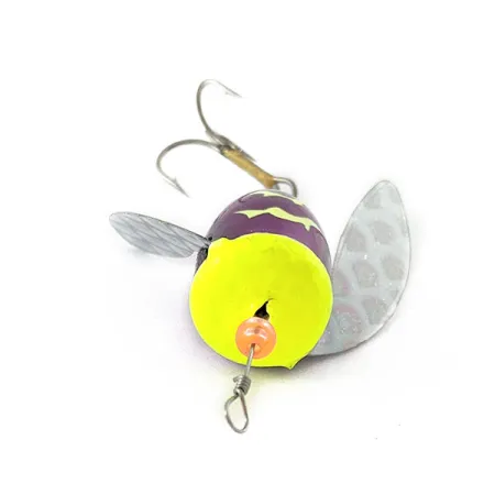 Vintage Yakima Bait Spin-N-Glo, 1/8oz Mylar Wings - Metallic Purple Chartreuse Tiger spinning lure #20742