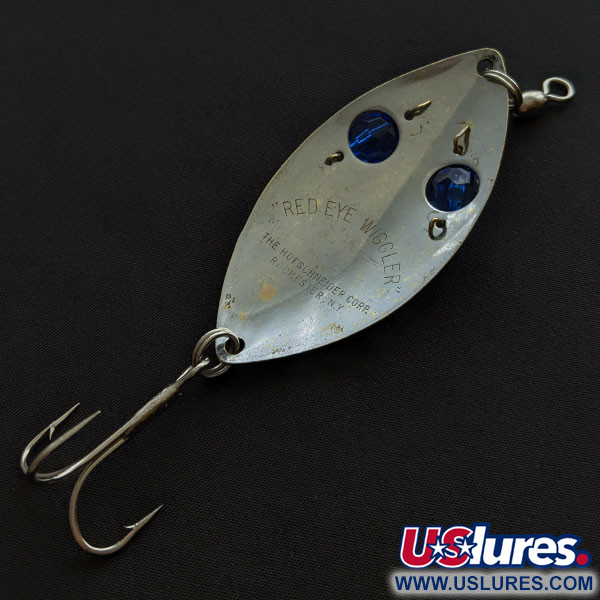 Vintage  Hofschneider Red Eye Wiggler, 1oz nickel/blue eyes fishing spoon #20746