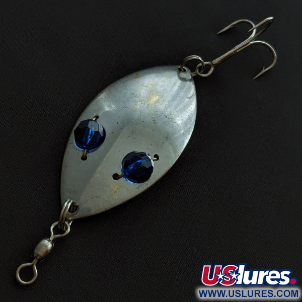 Vintage  Hofschneider Red Eye Wiggler, 1oz nickel/blue eyes fishing spoon #20746
