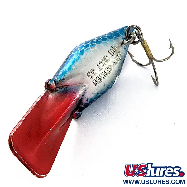 Vintage   Luhr Jensen Hot Shot 35 No Rattle, 1/4oz Silver Blue Pirate fishing lure #20762