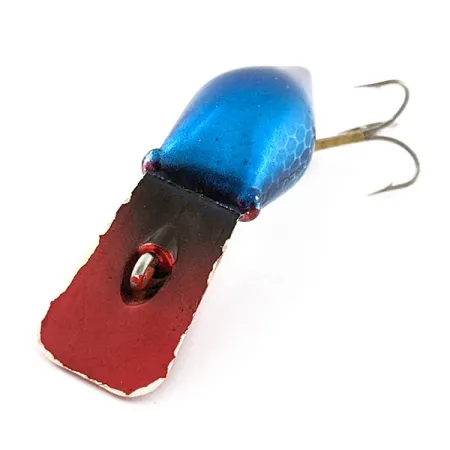 Vintage Luhr Jensen Hot Shot 35 No Rattle, 1/4oz Silver Blue Pirate fishing lure #20762