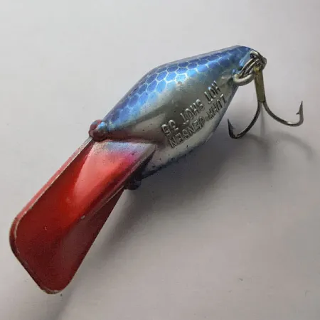 Vintage Luhr Jensen Hot Shot 35 No Rattle, 1/4oz Silver Blue Pirate fishing lure #20762