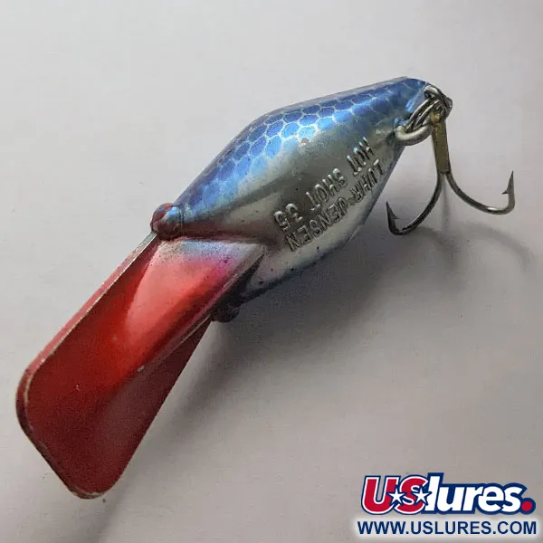 Vintage   Luhr Jensen Hot Shot 35 No Rattle, 1/4oz Silver Blue Pirate fishing lure #20762