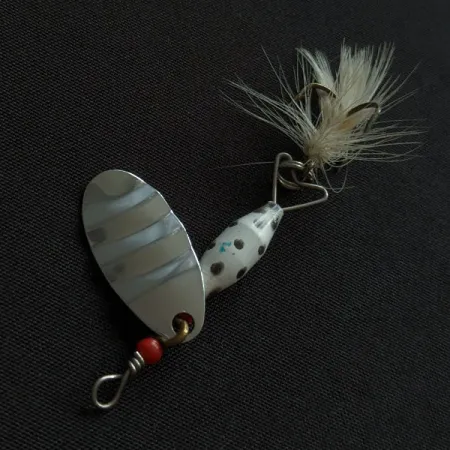 Vintage Abu Garcia Spinnaren Reflex, 1/8oz nickel/white spinning lure #20767