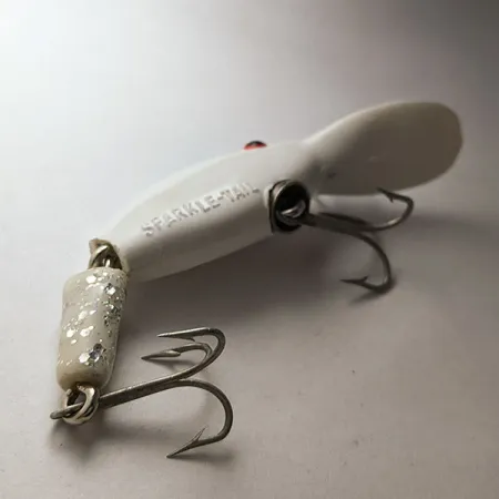 Vintage Eppinger Sparkle Tail, 1/4oz White Sparkle Tail fishing lure #20773