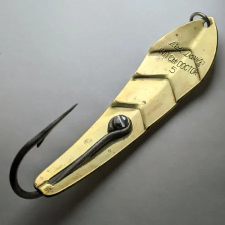 Vintage Luhr Jensen Les Davis Witch Doctor 5 (1960s), 1oz gold fishing spoon #20774