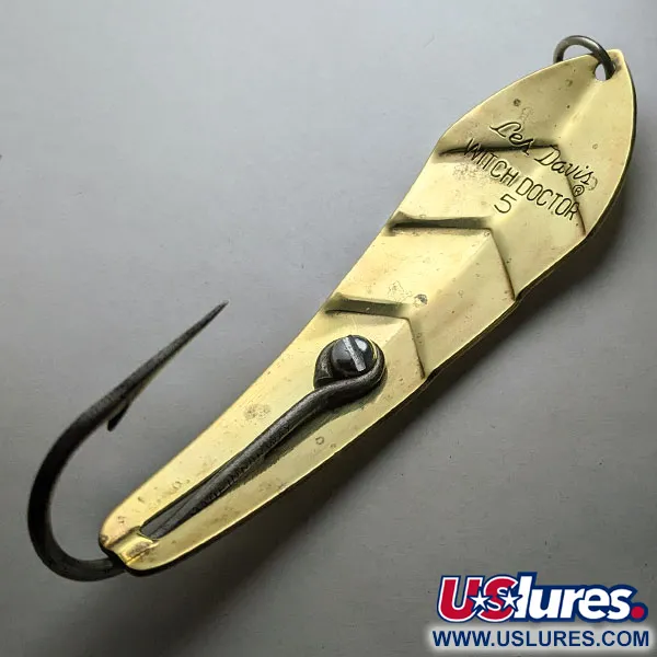 Vintage Luhr Jensen Les Davis Witch Doctor 5 (1960s), 1oz gold fishing spoon #20774