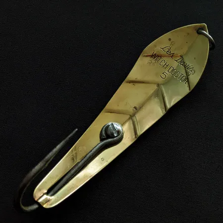 Vintage Luhr Jensen Les Davis Witch Doctor 5 (1960s), 1oz gold fishing spoon #20774