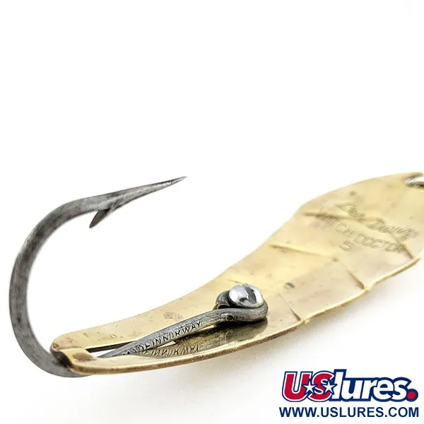 Vintage Luhr Jensen Les Davis Witch Doctor 5 (1960s), 1oz gold fishing spoon #20774