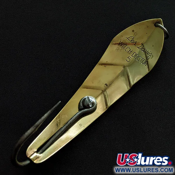 Vintage Luhr Jensen Les Davis Witch Doctor 5 (1960s), 1oz gold fishing spoon #20774