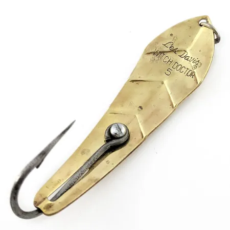 Vintage Luhr Jensen Les Davis Witch Doctor 5 (1960s), 1oz gold fishing spoon #20774