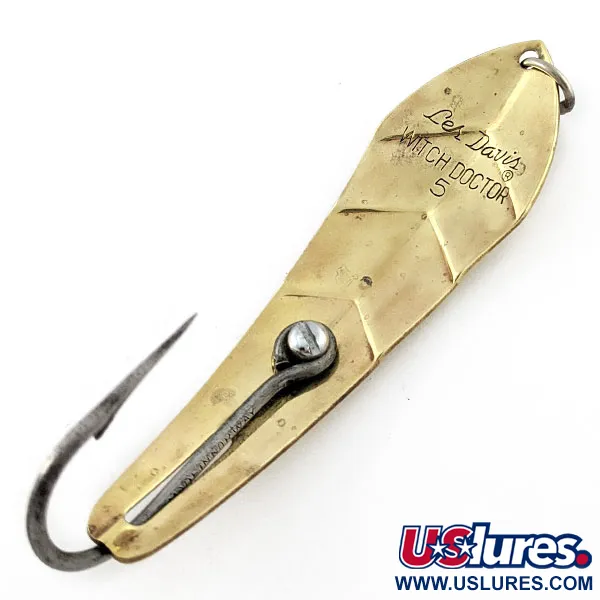 Vintage Luhr Jensen Les Davis Witch Doctor 5 (1960s), 1oz gold fishing spoon #20774