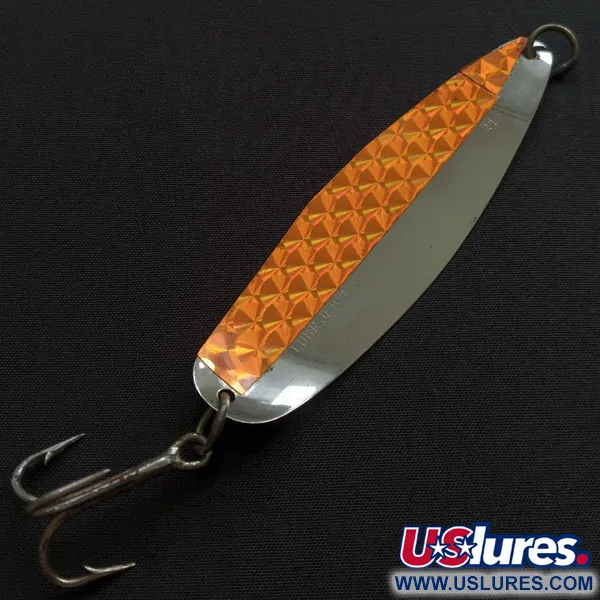 Vintage Luhr Jensen Luhr-Jensen Coyote Salmon , 3/16oz nickel/orange fishing spoon #20775