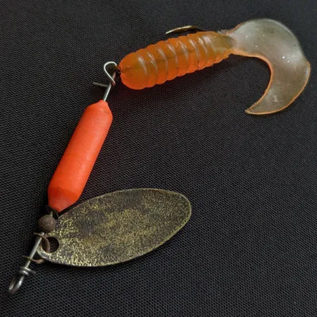 Vintage Yakima Bait Worden’s Original Rooster Tail, 1/4oz brass/orange spinning lure #20783