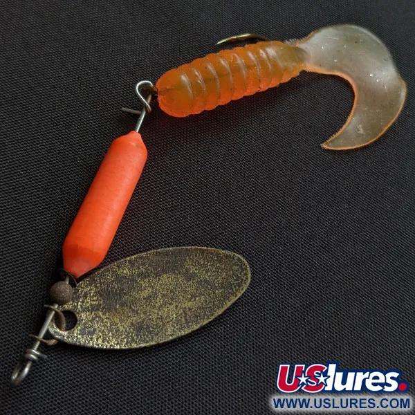 Vintage  Yakima Bait Worden’s Original Rooster Tail, 1/4oz brass/orange spinning lure #20783
