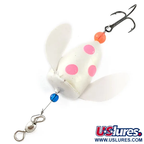 Vintage  Yakima Bait Spin-N-Glo, 1/4oz Pearl Wings - Pearl Clown fishing #20788