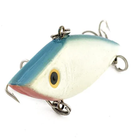 Vintage Mann's Bait  Tom Mann's Premium Rat'lin Shad Lipless, 1/4oz white pearl/blue fishing lure #20809