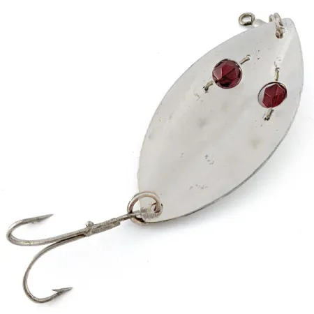 Vintage Gibbs Ruby eye Wiggler, 1 1/4oz nickel/red eyes fishing spoon #20823